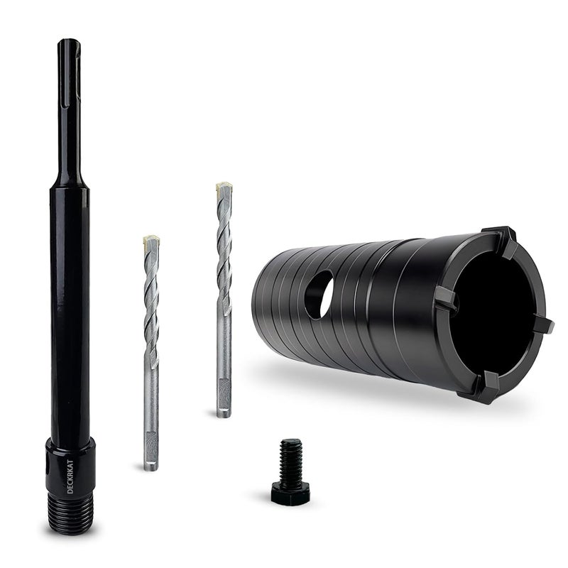 DECKRKAT 1-1/4" Concrete Hole Saw Kit,Electroplated Black Quenching Tech,Heavy-Duty Thickened Alloy Teeth,SDS Plus Shank & 2 Center Bits for Concrete,Brick,Stone. - Image 1